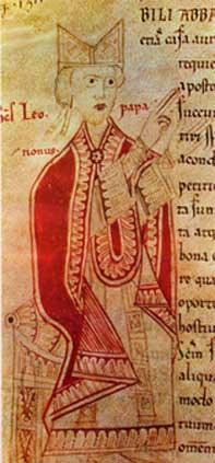 Miniature médiévale représentant le pape Léon IX