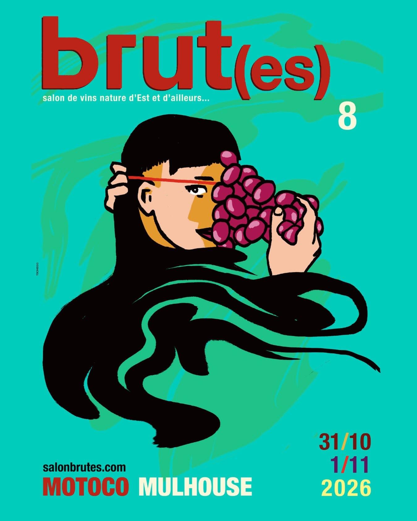 Affiche du salon vin nature Mulhouse : Brut(es) 8, les 31 octobre et 1er novembre 2026 au Motoco
